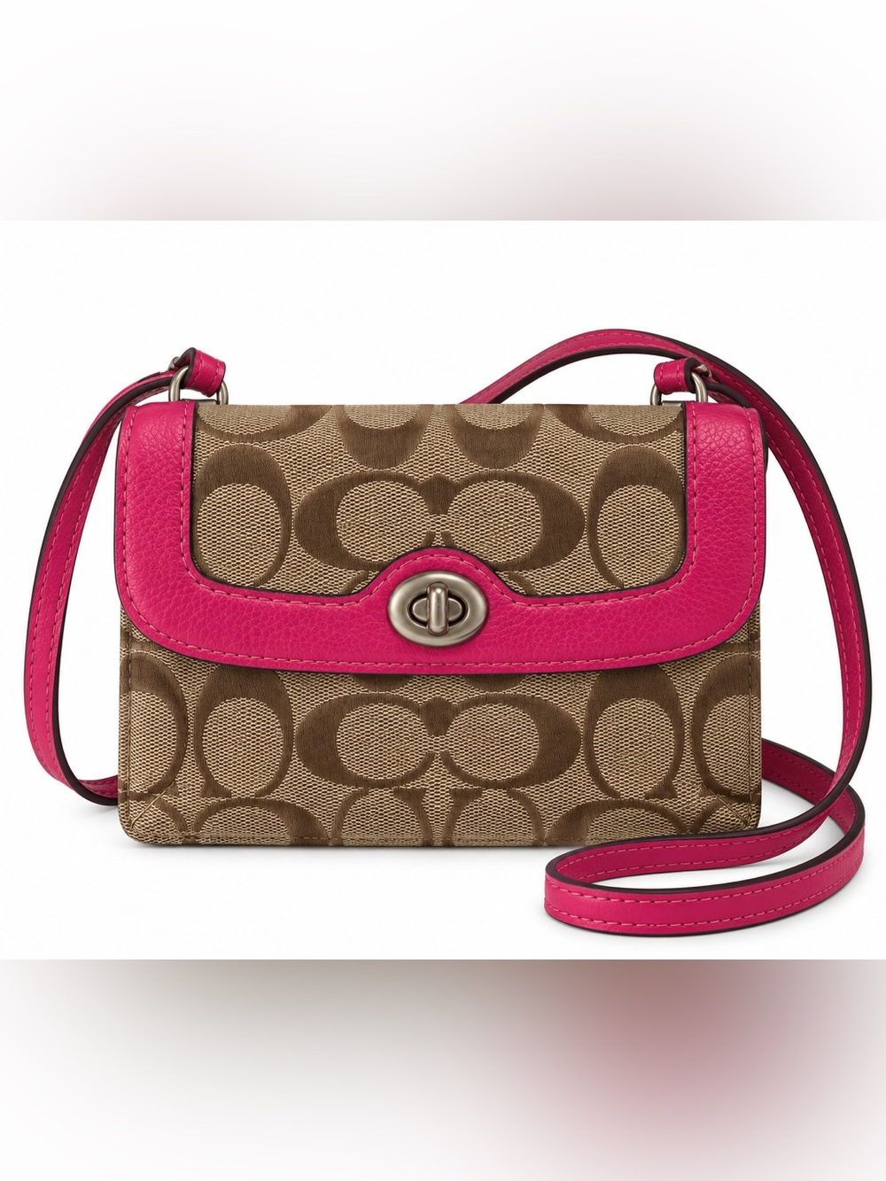 Vintage y2k Coach Pink and Tan Signature
Crossbody Wallet Bag